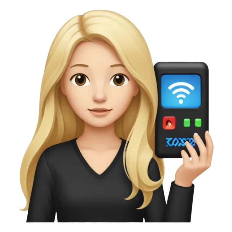 mujer  joven rubia con pelo largo con modem de internet sticker