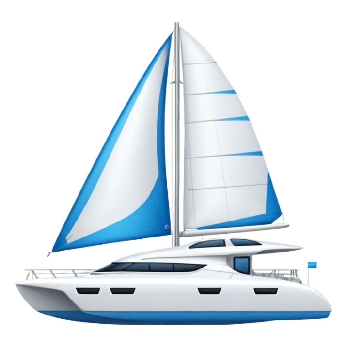 A catamaran with a white background. No wording or lettering on the boat  sticker