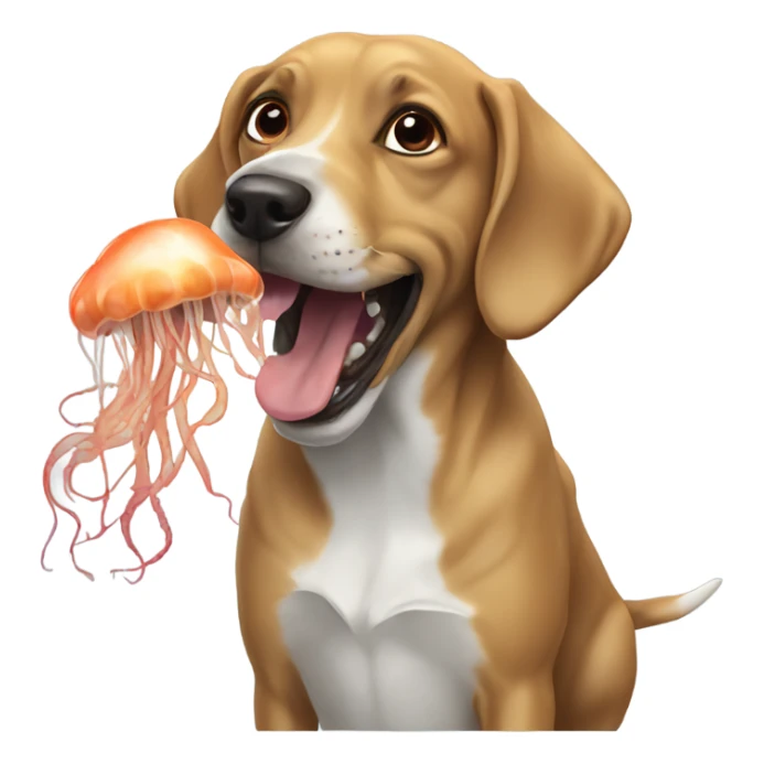 Dog eating a jellyfish sticker