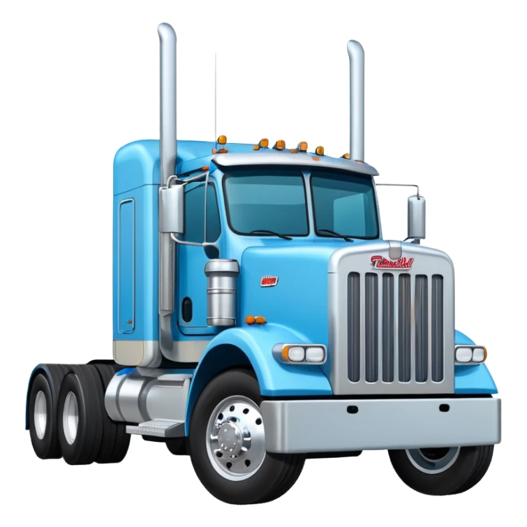 Light blue Peterbilt truck with straight stacks sticker