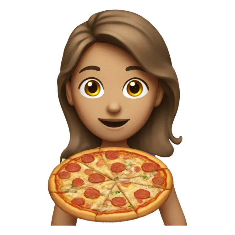 Girl with brown hair eating pizza sticker