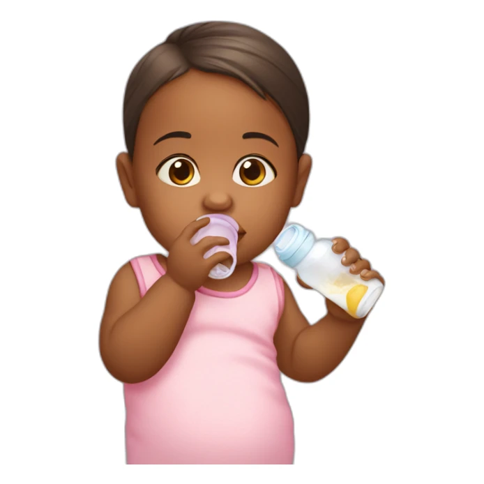 baby girl drinking from the feeding bottle sticker