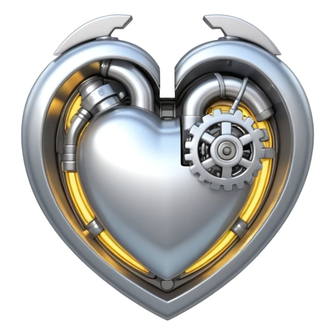 sorayama heart glossy metal parts glow lights inside sfw sticker