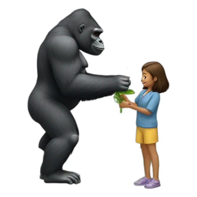 Gorilla giving flower to girl sticker