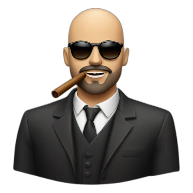 bald guy with beard and sunglasses and a cigar in his mouth sticker