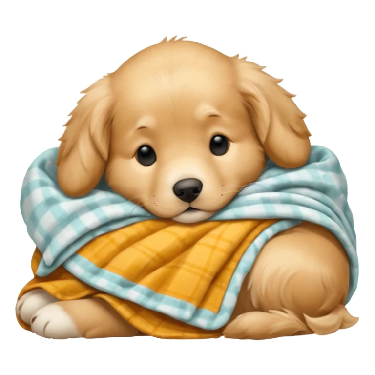golden retriever puppy sleeping with a blanket sticker