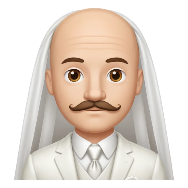 white male bride bald woth mustache  sticker