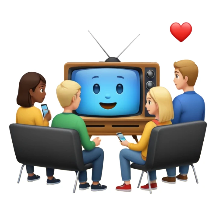 personas debatiendo revisando una tv sticker