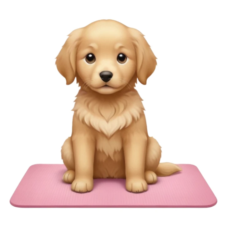 Golden retriever puppy on light pink yoga mat sticker