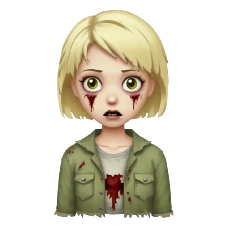girl zombie with short blonde hair sticker