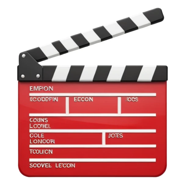 red clapperboard used in filmmaking, cute and stylish design sticker