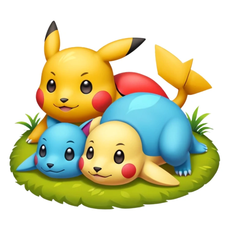 2 friendly pokemans one fell down and the other is helping the other get up  sticker