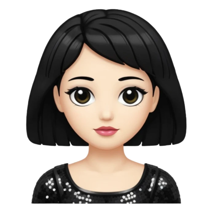 Saturn (Mythology) with black hair, black sequin outfit sticker