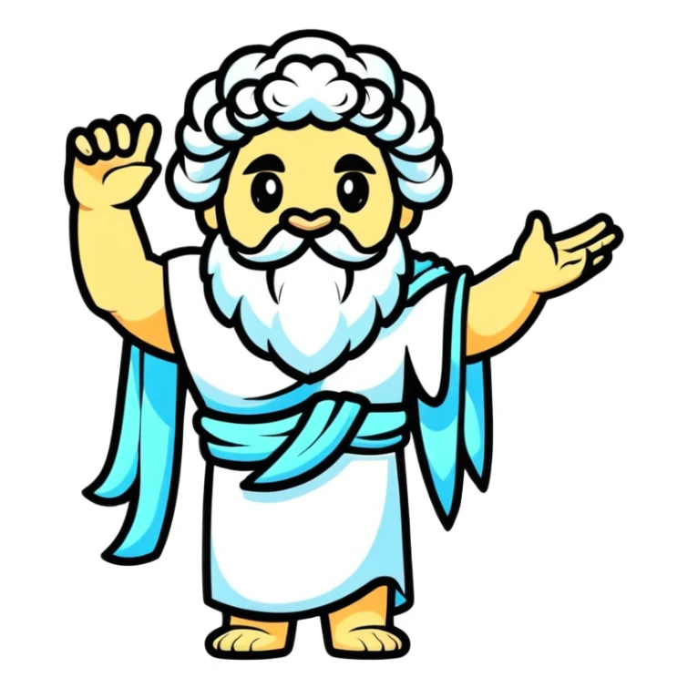 Zeus waving hello in a sticker cartoon style sticker