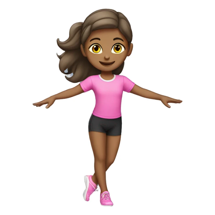 Girl in pink t-shirt with print “MARIGYM” doing gymnastics  sticker