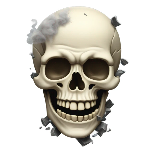 A dead skeleton laughing with and explosion in his head sticker