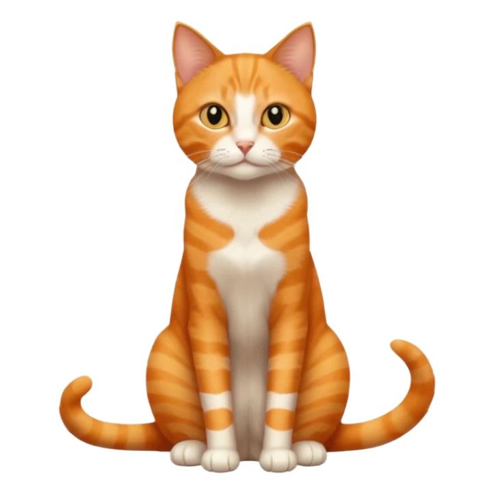 full body solid orange domestic shorthair slim cat with yellow/orange eyes sitting sticker
