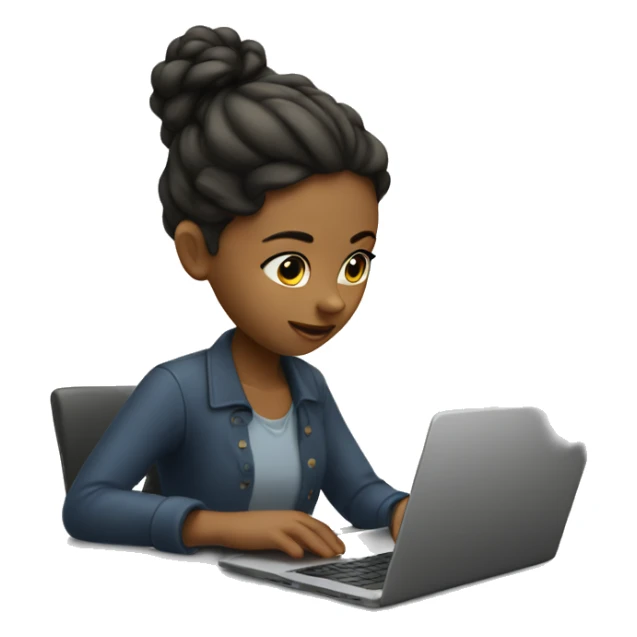 the girl is working on a laptop sticker