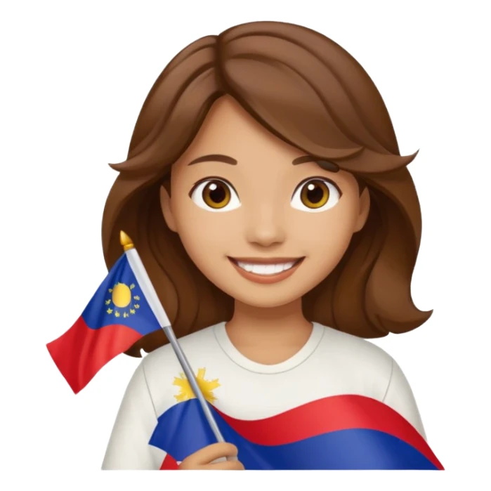 white wavy brown hair girl pinoy flag sticker