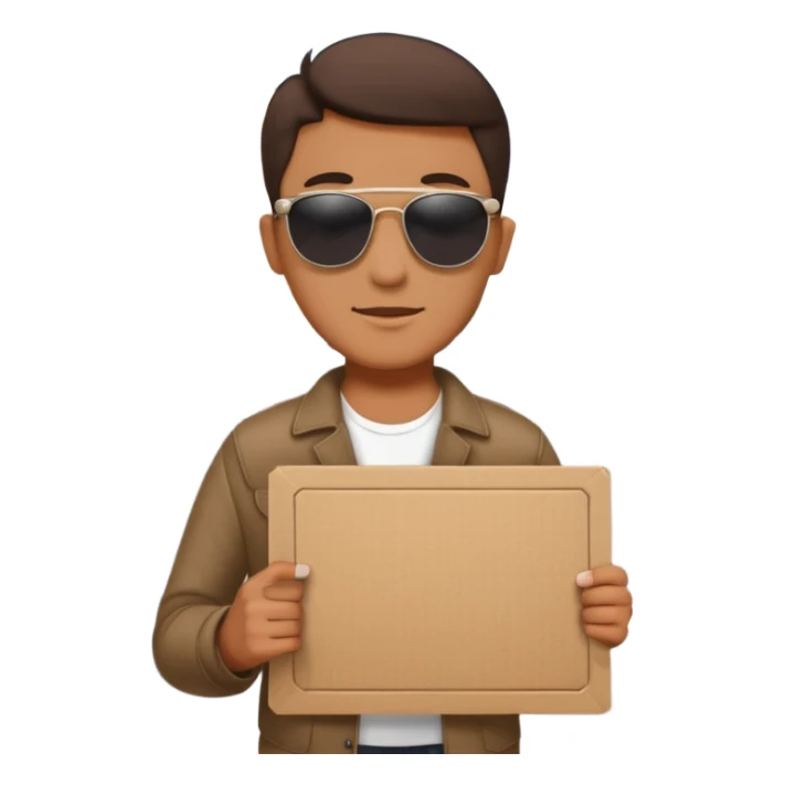 a man with cardboard in hands stopping cars sticker