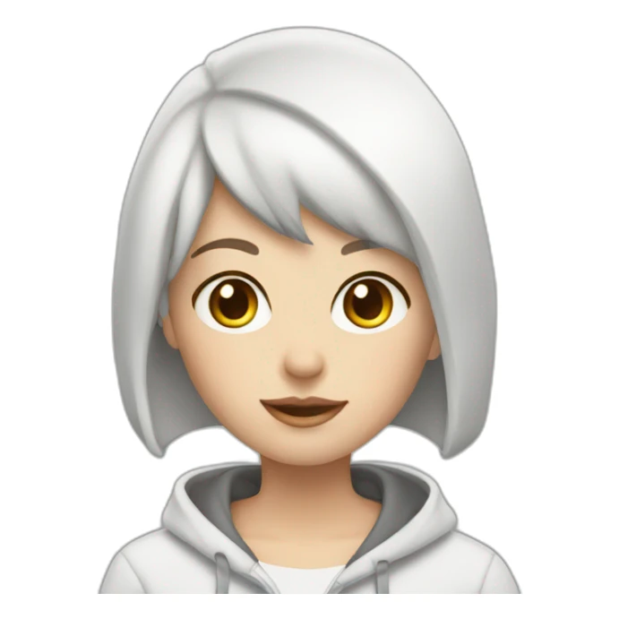 girl short hair white skin hoodie computer sticker