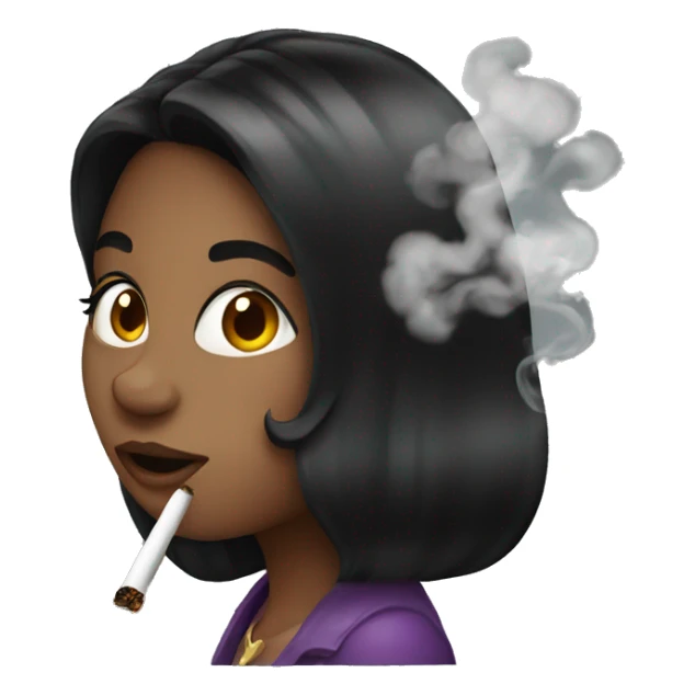 black hair girl smoking  sticker