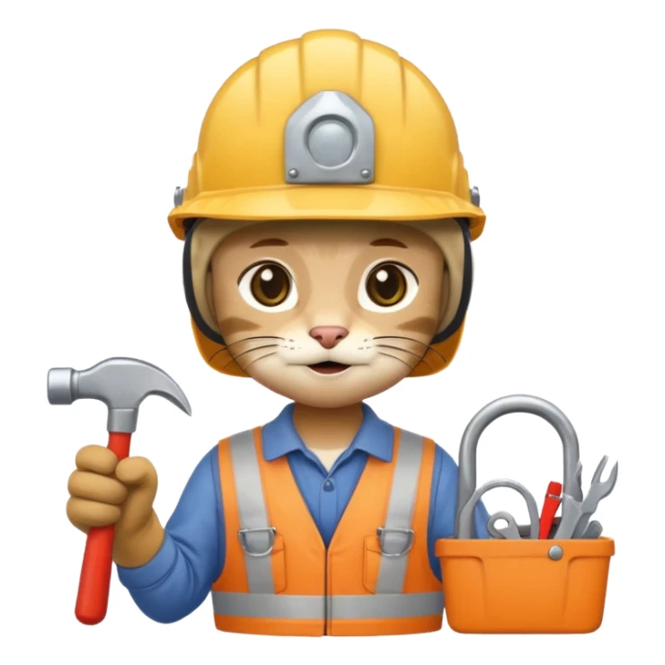 cat, handyman Outfit, wearing a Helmet sticker
