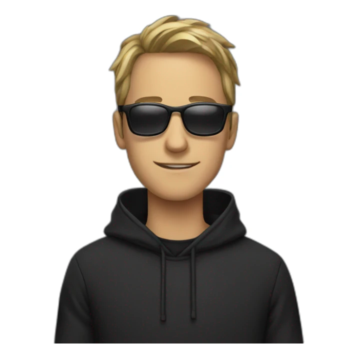 hacker man with black glasses with black hoodie sticker