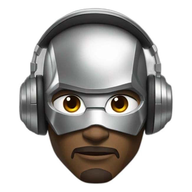 ironman wearing futuristic silver headphones sticker