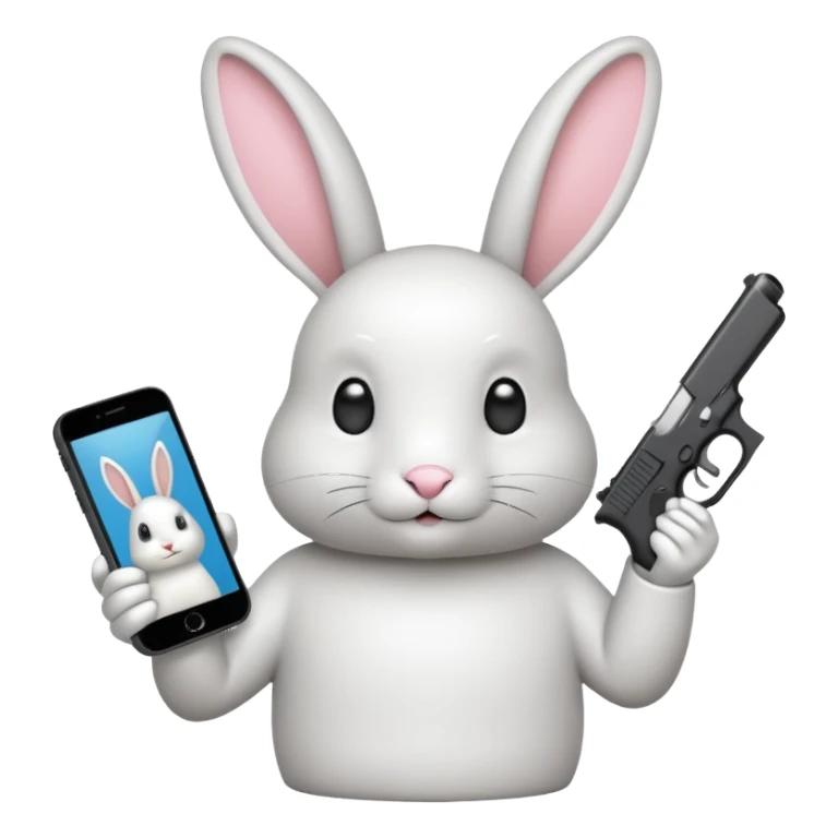 Crea un emoji de un conejo sosteniendo una glok realista de iPhone  sticker