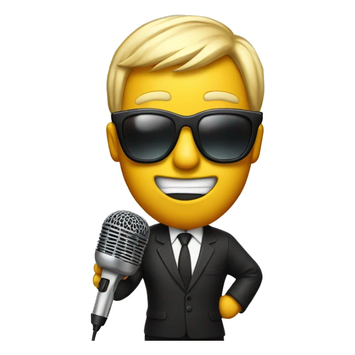shit emoji holding microphone wearing sunglass sticker