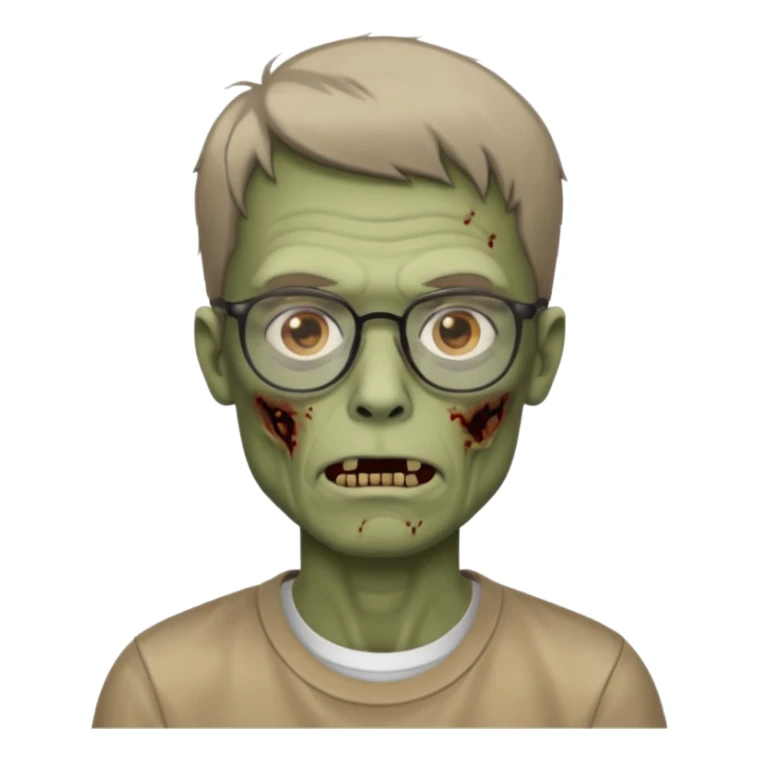 zumbi masculino, óculos fino, cabelo baixo sticker