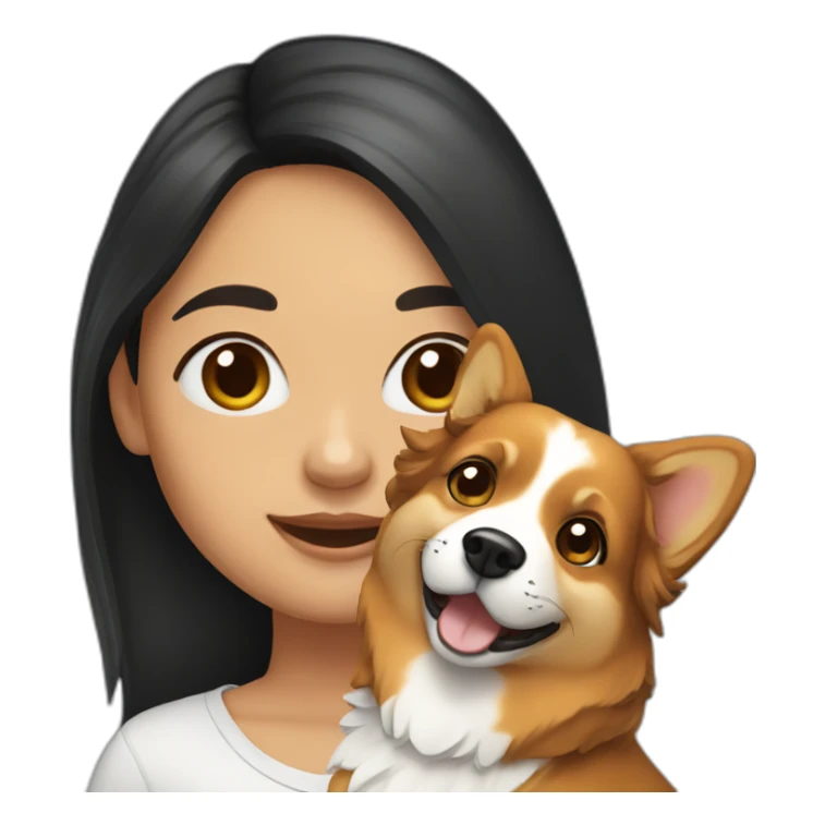 girl with long dark hair with corgi sticker