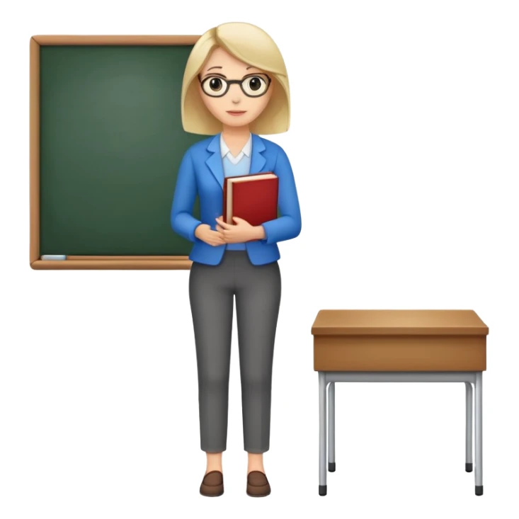 full body female teacher standing with book sticker