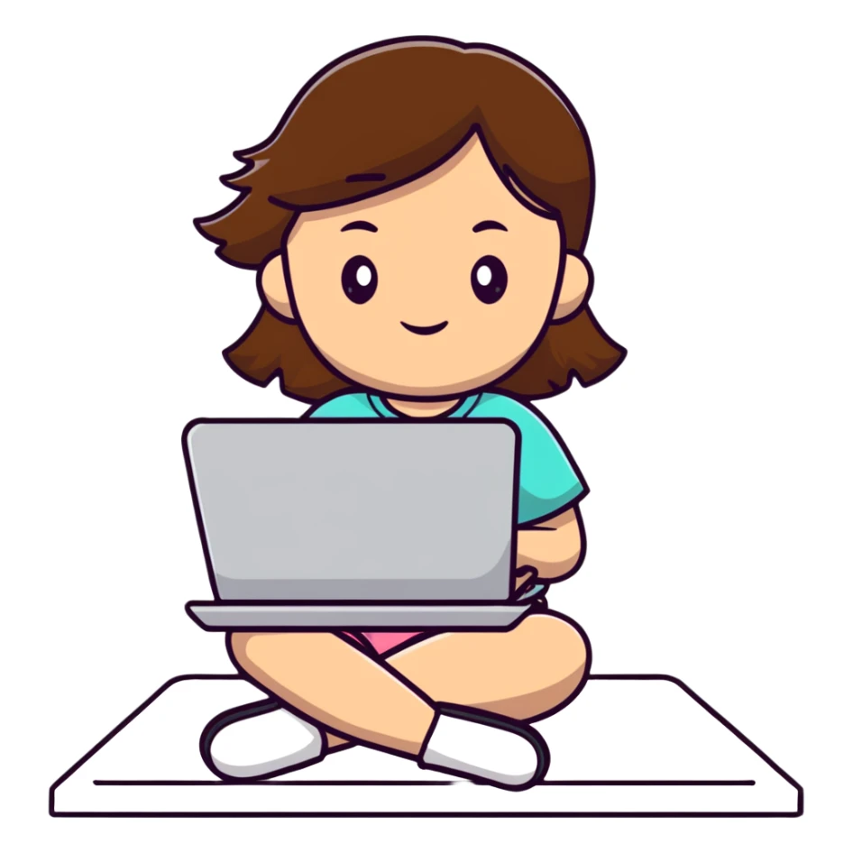 Girl with laptop and brown hair sticker