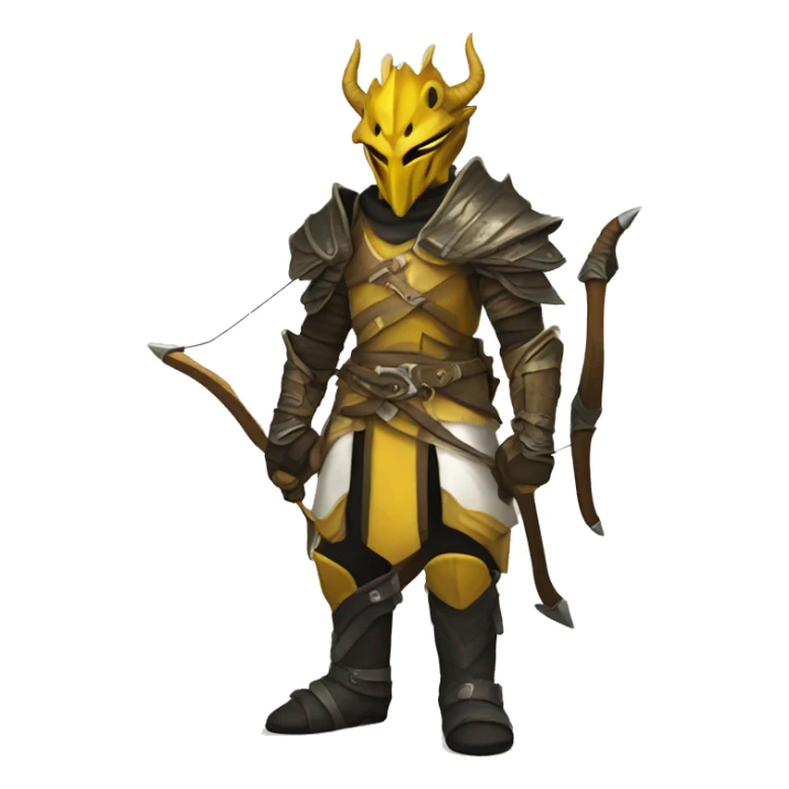 Dragonborn  archer with yellow and white armor and black boots  sticker