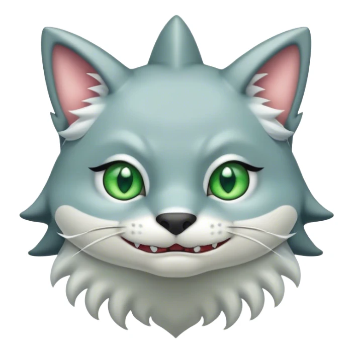 shark-cat anthro with green eyes and fluffy hair sticker