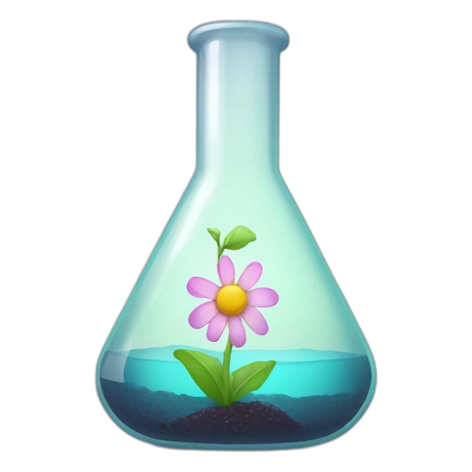 Erlenmeyer flask with flower growing out of it sticker