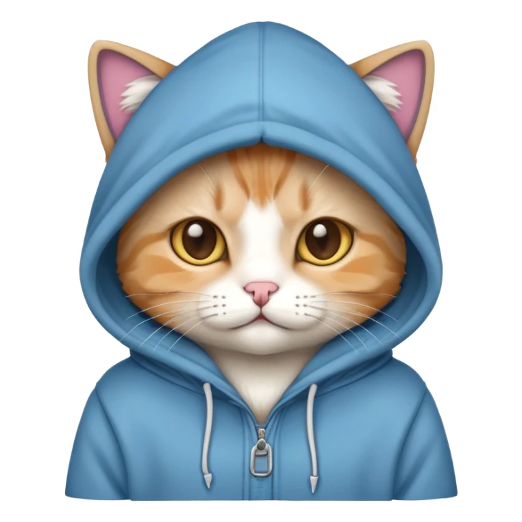 cute cat wearing hoodie sticker