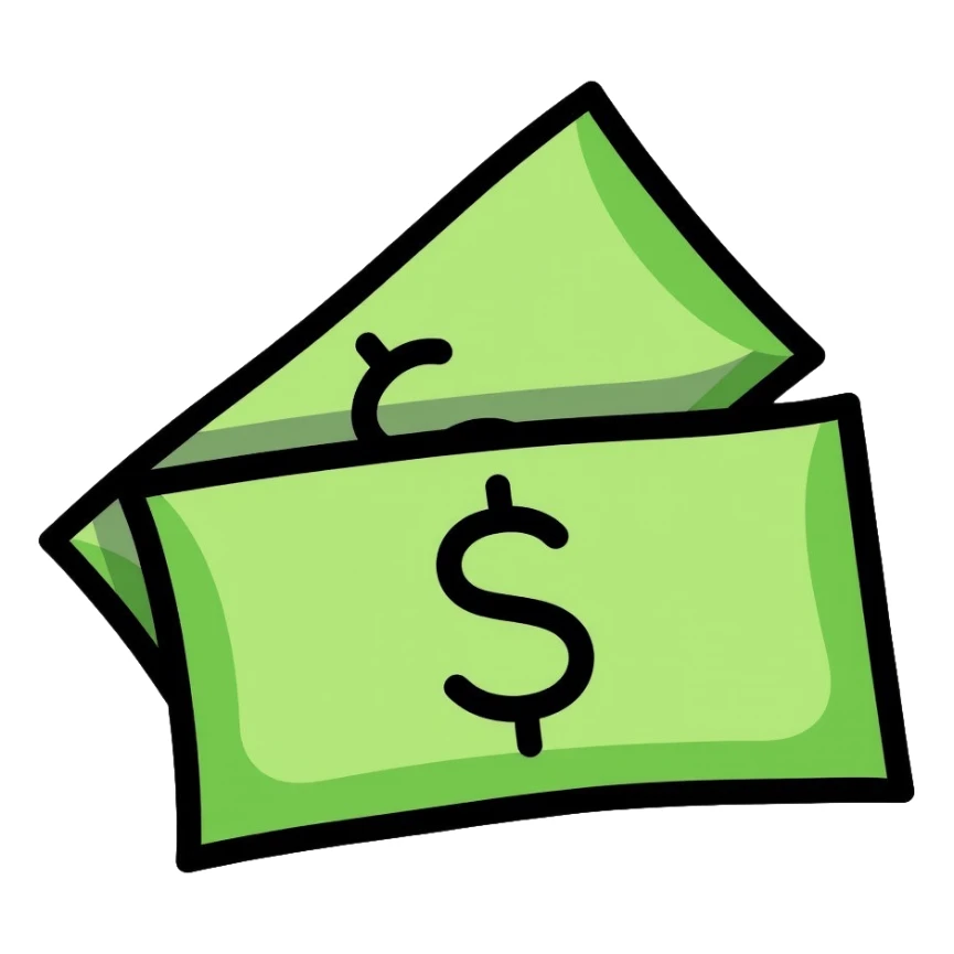 A green raffle ticket with a number on it, green color scheme sticker