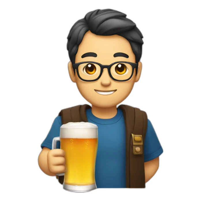 wearing glasses holding beer Japanese sticker