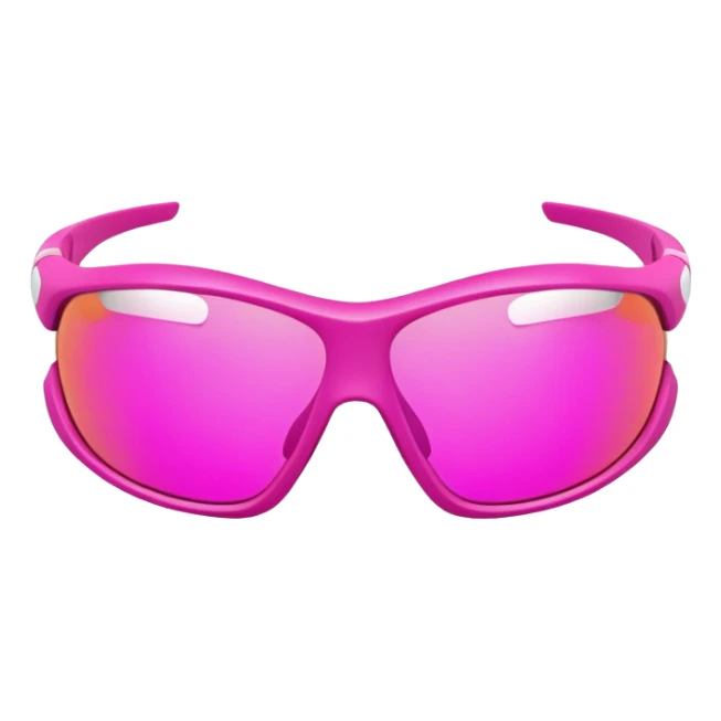 bold pink sport eyewear with wrap-around protective lens, thick frame sticker