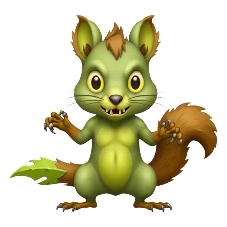 undead zombie squirrel, yellow green empty eyes, rotting, evil, chaotic, full body, angry attack sticker