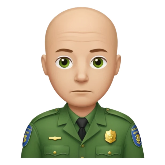 green uniform police bald no cap  sticker