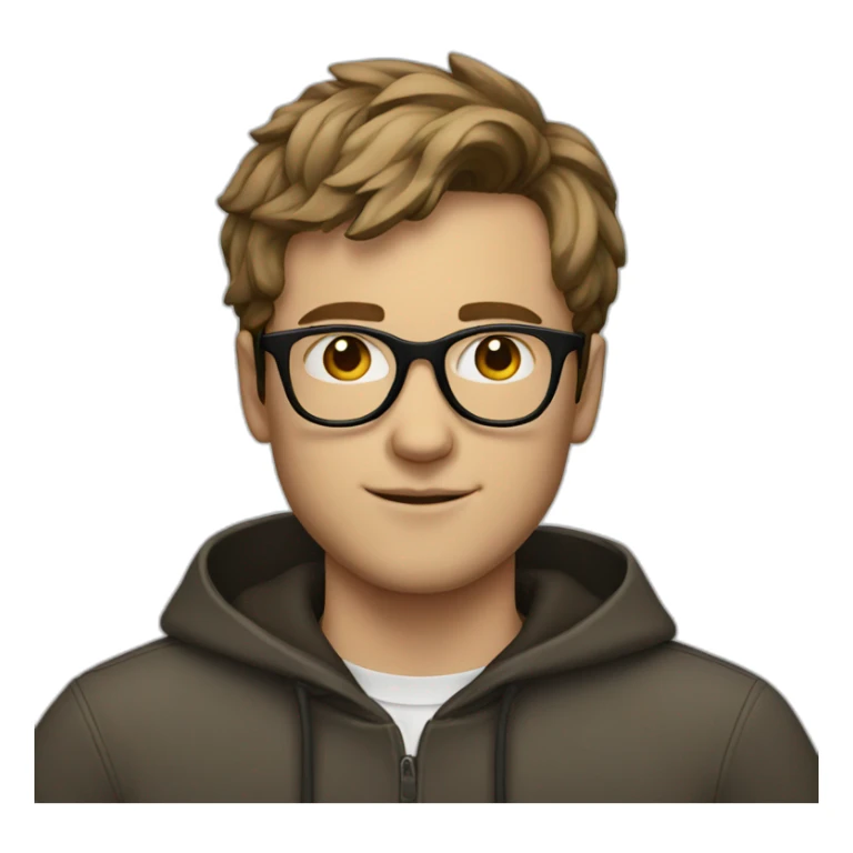Young white men brown hair with circle glasses sticker