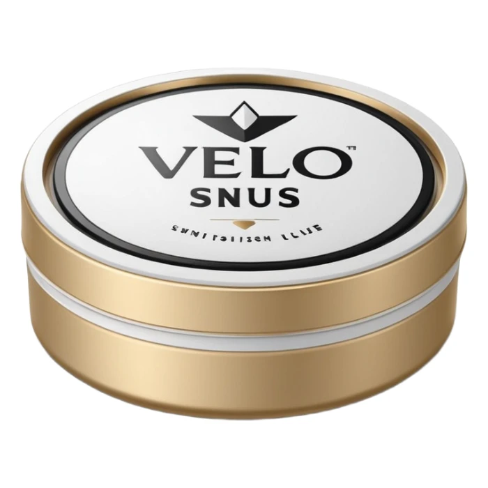 Create an emoji-style illustration of a regular VELO snus can. The can should be round, sleek, and minimalistic, with a white plastic lid and the VELO logo clearly visible. Keep the design clean and simple, matching typical emoji aesthetics, with subtle shadows and a smooth 3D look. sticker