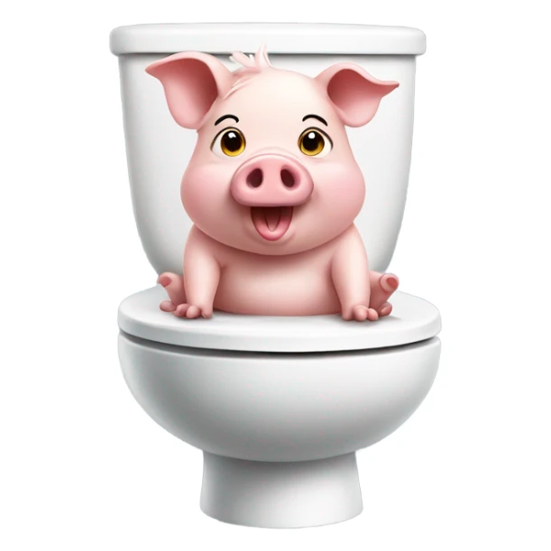 Cute Pig sitting on toilet sticker