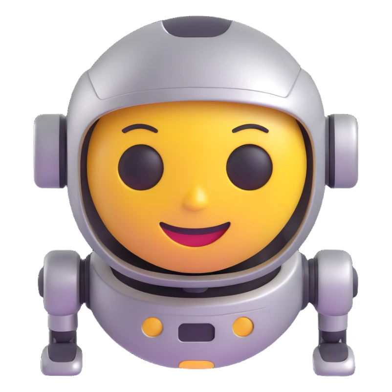 half smiling emoji, half metallic robot, clear division, playful style sticker