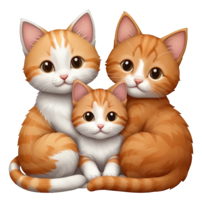 3 tiny kittens cuddling together all different colours, the first one is grey and white, the second is ginger and white and the third is brown tabby and white sticker