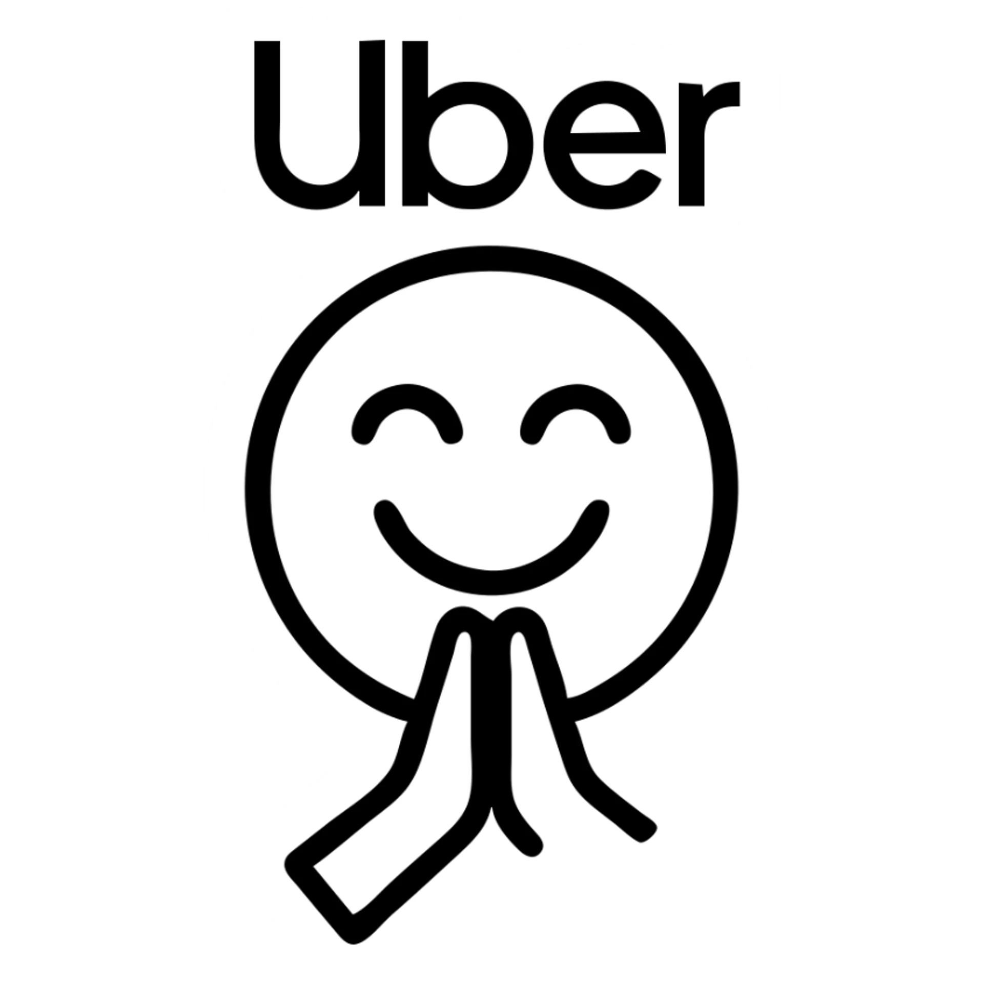 Uber thank you emoji, sleek, tech-inspired, black and white, subtle green accent sticker